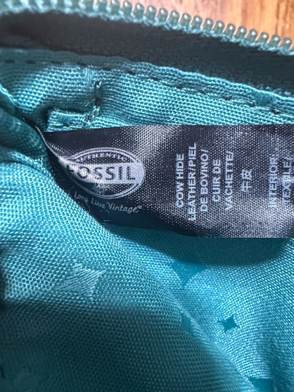 Fossil Turquoise Pebble Leather Zip Card/coin Pouch - Picture 6 of 7